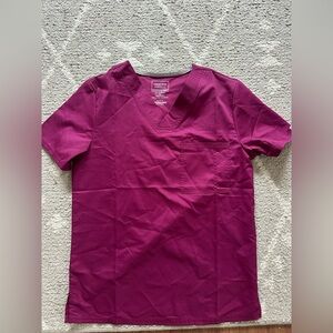 Cherokee Wine V-Neck Scrub Top